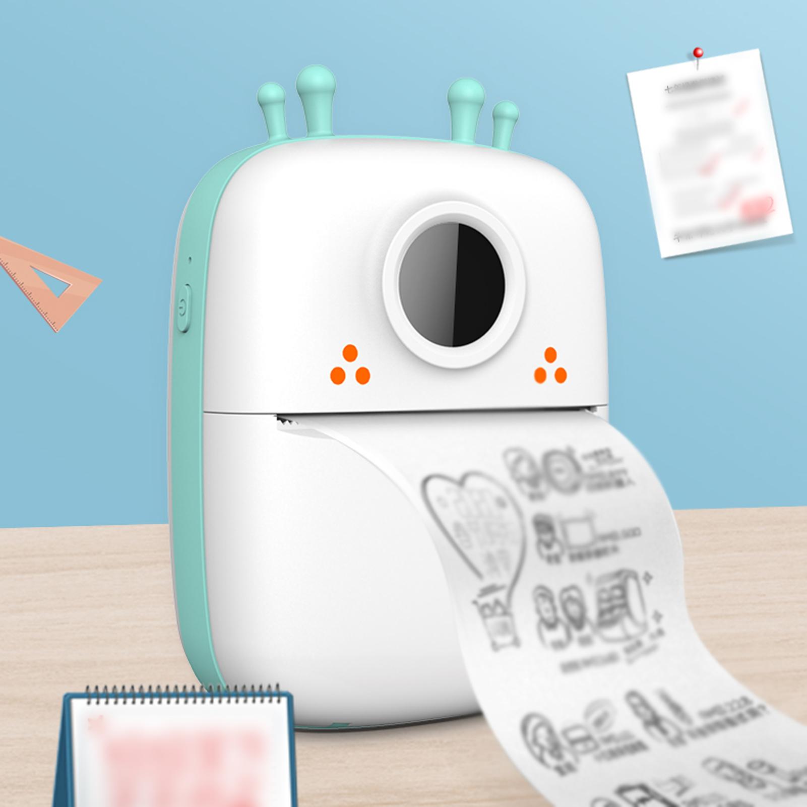 Mini Portable Printer BT Wireless Photo Printer Mobile Printer 200dpi for Receipt Memo Note Sticker Label List with 1