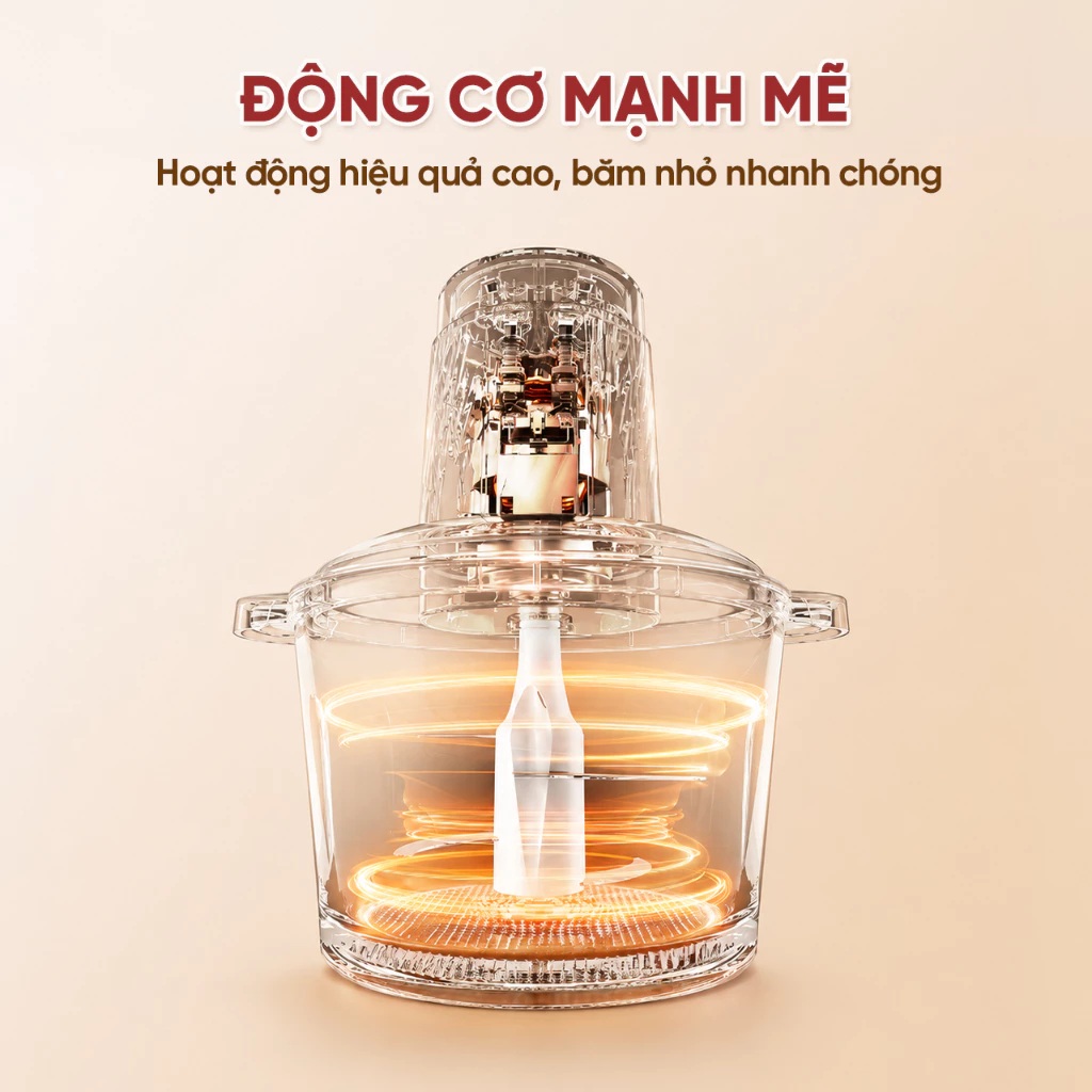 Máy Xay Thịt Đa Năng MSCHOPPER4S cối thủy tinh xay thịt, xay gia vị siêu nhanh Công Suất 300W Dung tích 1.8L - Hàng chính hãng