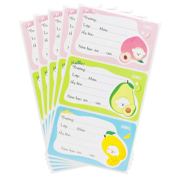 Nhãn Vở Học Sinh 3 Ô - Deli CA902 (15 Nhãn)