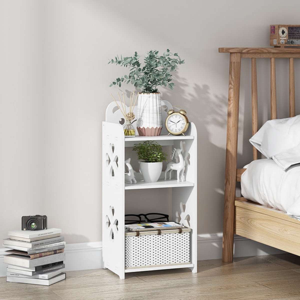 Kệ Sách Đa Năng, Kệ Trang Trí Gỗ Nhựa Chống Nước Không Ẩm Mốc Cong Vênh Kích Thước 50*17*24 _Lốc Xoáy