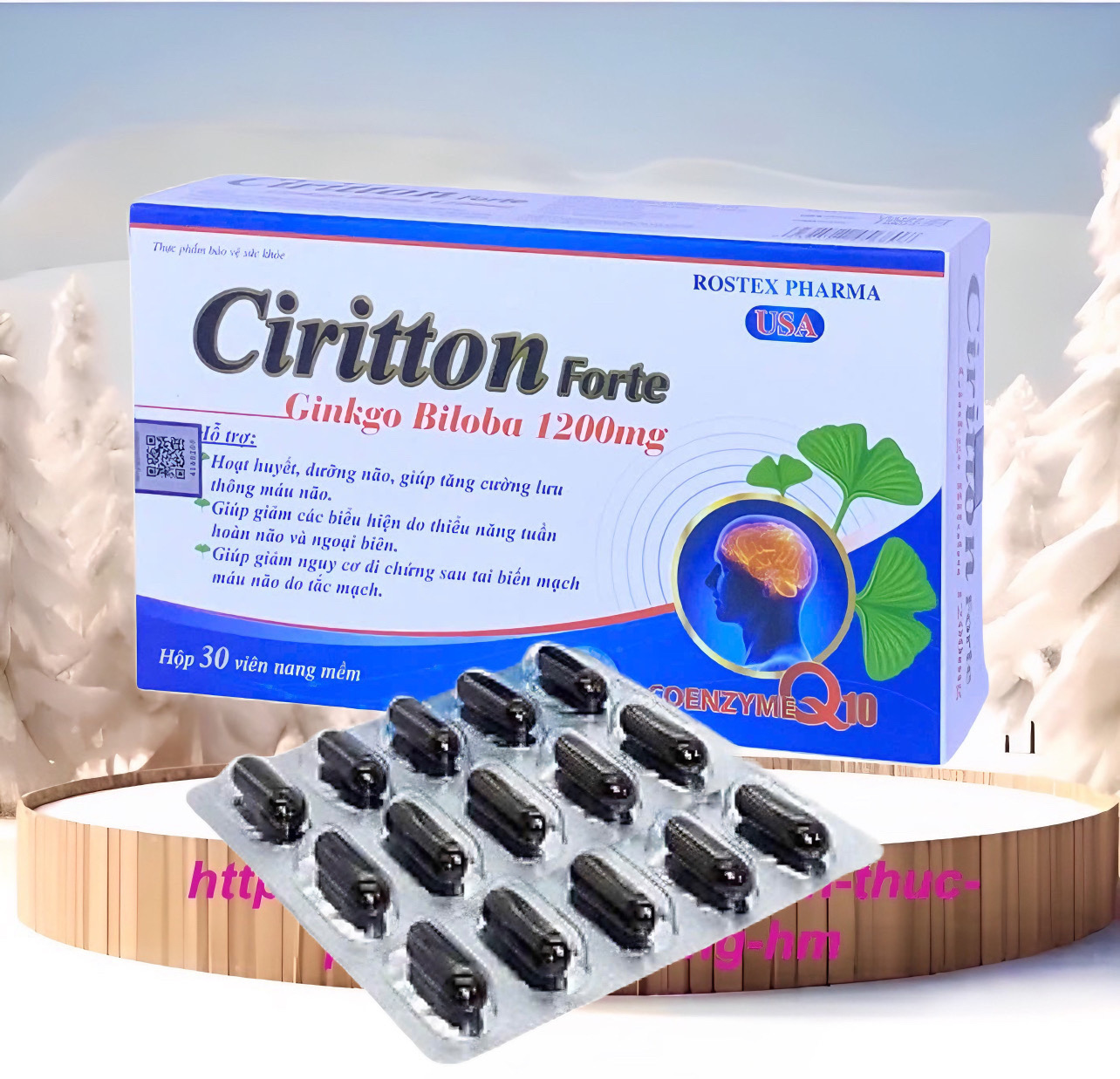 Tăng cường lưu thông máu và bổ não Ciritton forte- hộp 30 viên