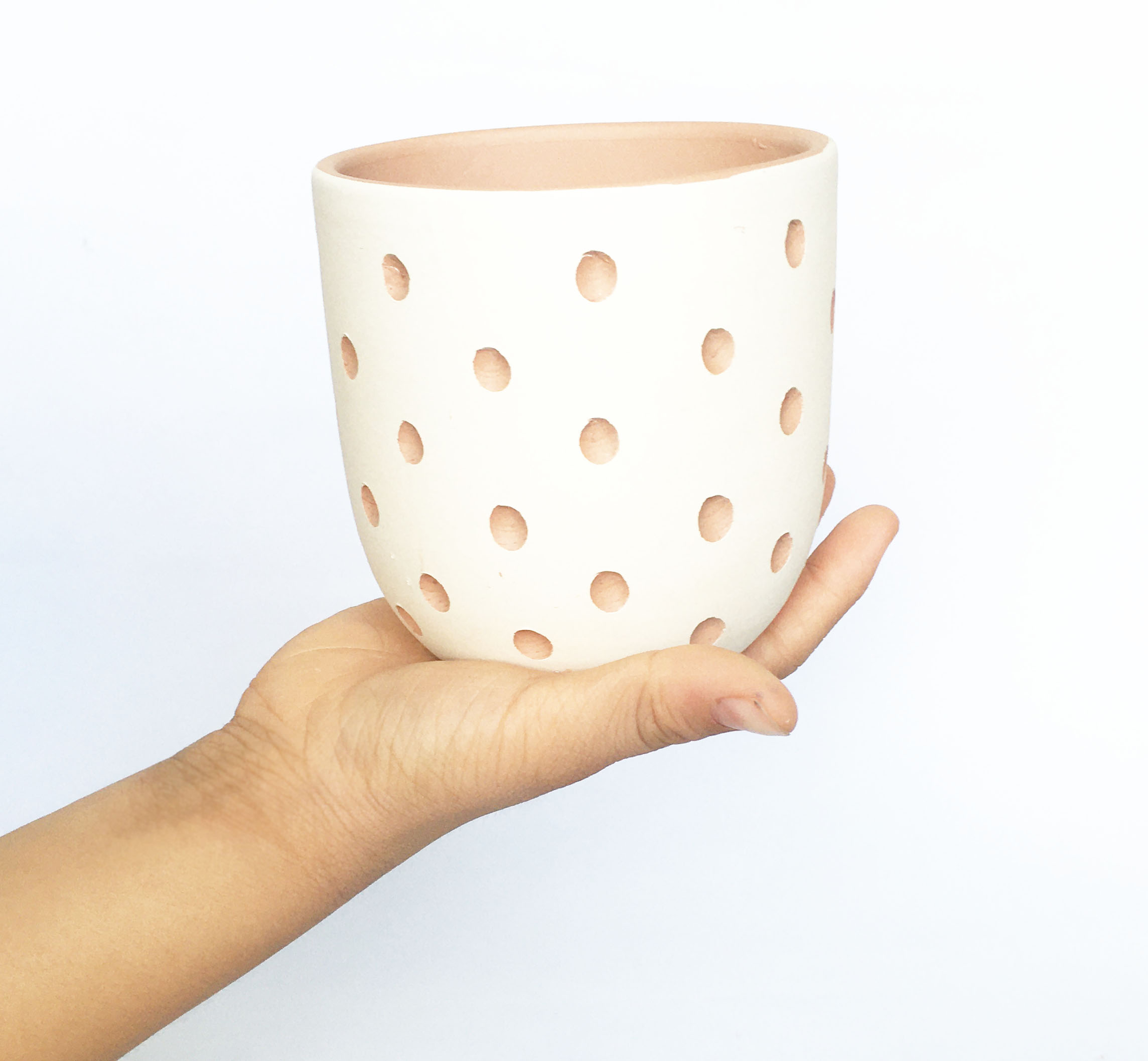 Chậu đất nung - chậu trứng họa tiết lỗ tròn KT 10x10cm, chậu trồng cây cảnh sen đá xương rồng