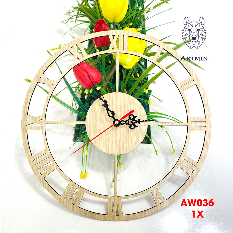AW036 - Đồng Hồ Gỗ Decor Nhà Cổ Điển – Đồng Hồ Treo Tường Trang Trí Cực Xinh