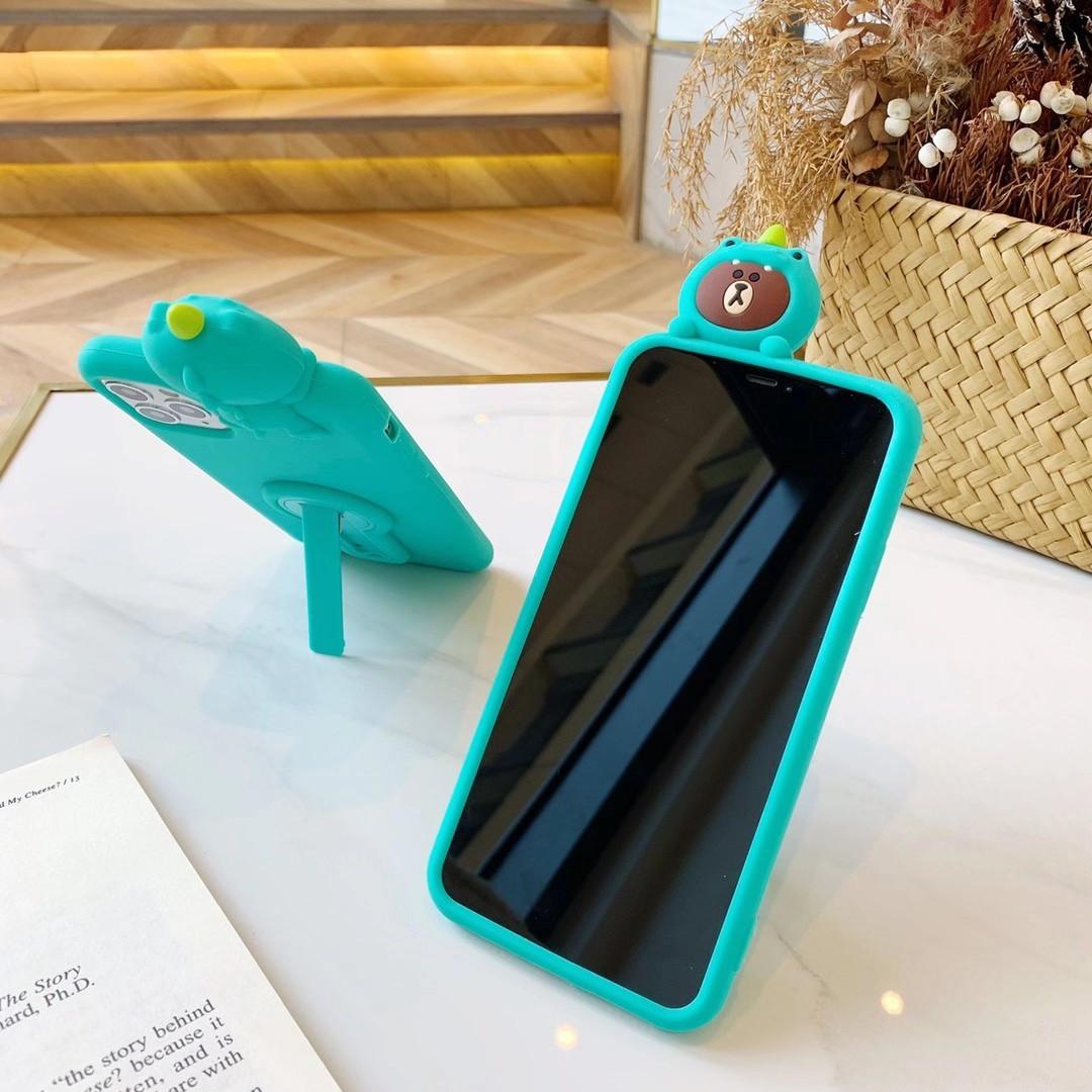 Ốp điện thoại silicon cao su in khủng long gấu 3d cho Iphone 11 Pro Max Iphone 6 6s 7 8+ XR Xs Max