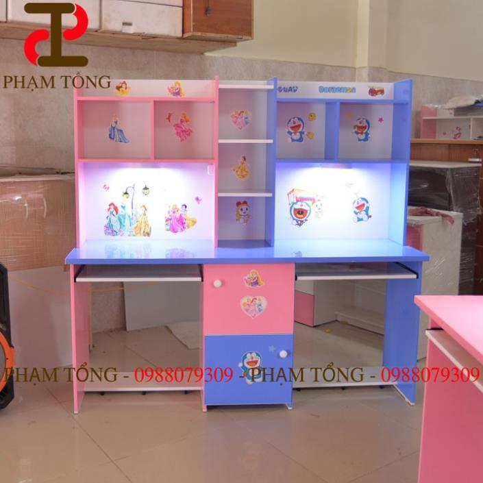 Bàn học dành cho 2 bé nửa xanh nửa hồng [ Hàng cao cấp ] Miễn phí giao hàng