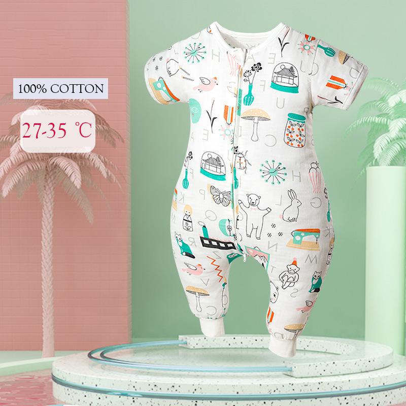 Bé Trai Túi Ngủ Mùa Hè Cho Bé 2 Lớp Bông Gạc Đồ Ngủ Bé Gái Mềm Mại Thoáng Khí Đi Ngủ Playsuits Kid Sleepsack