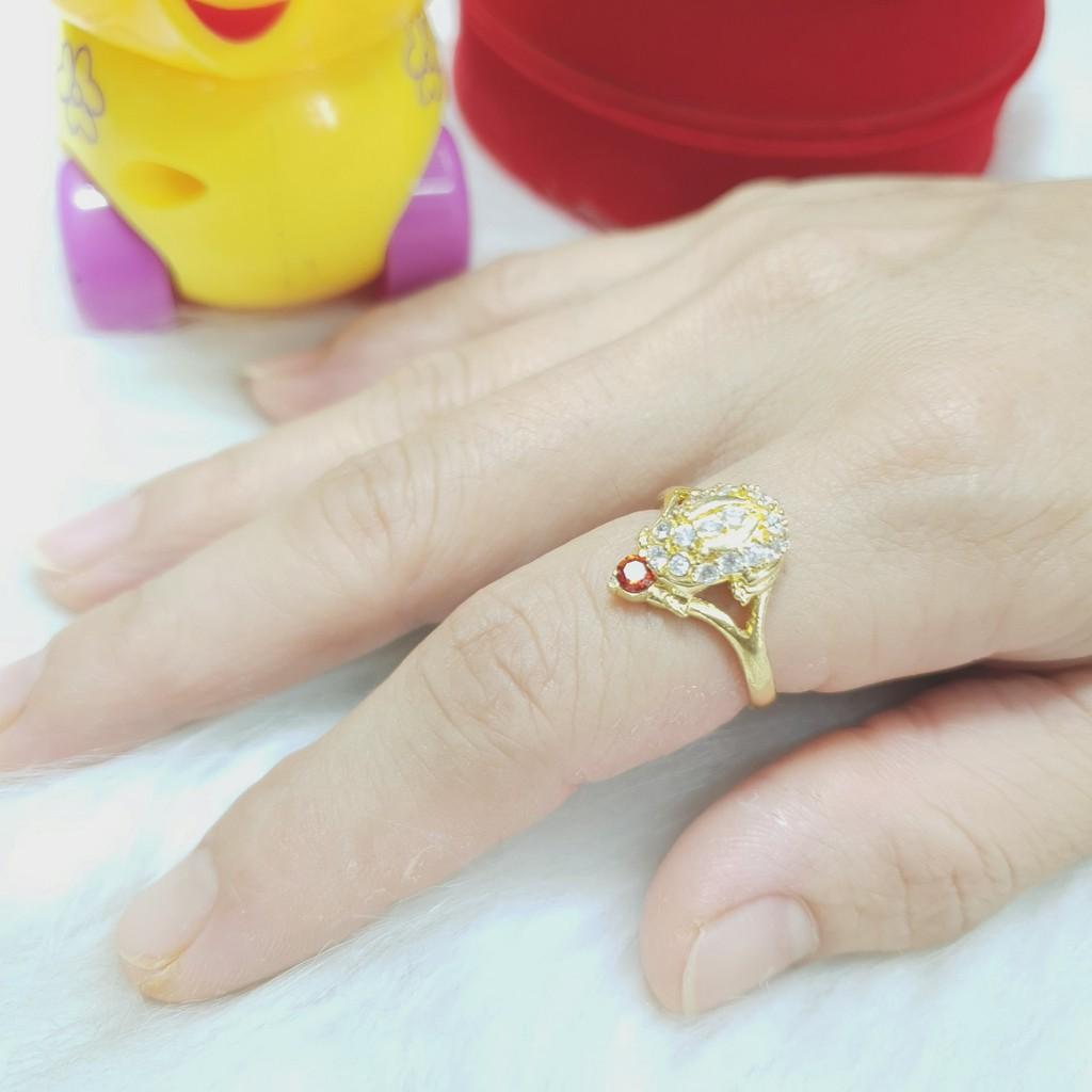 Nhẫn Cóc Nhỏ Vàng vonfram Cao Cấp-Dùng vĩnh viễn không phai màu