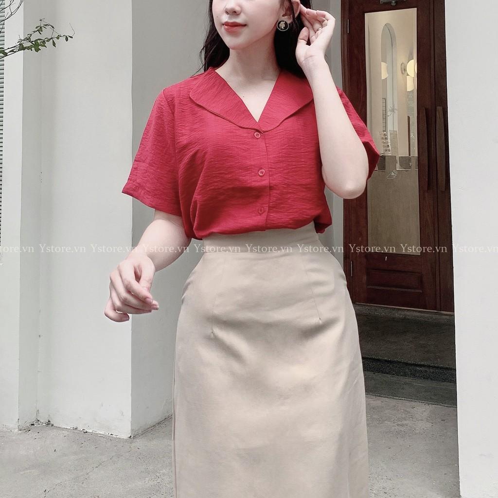 Sơ Mi Nữ Tay Ngắn Cổ Lá Sen - Cao Cấp - Đi Làm - Đi Chơi
