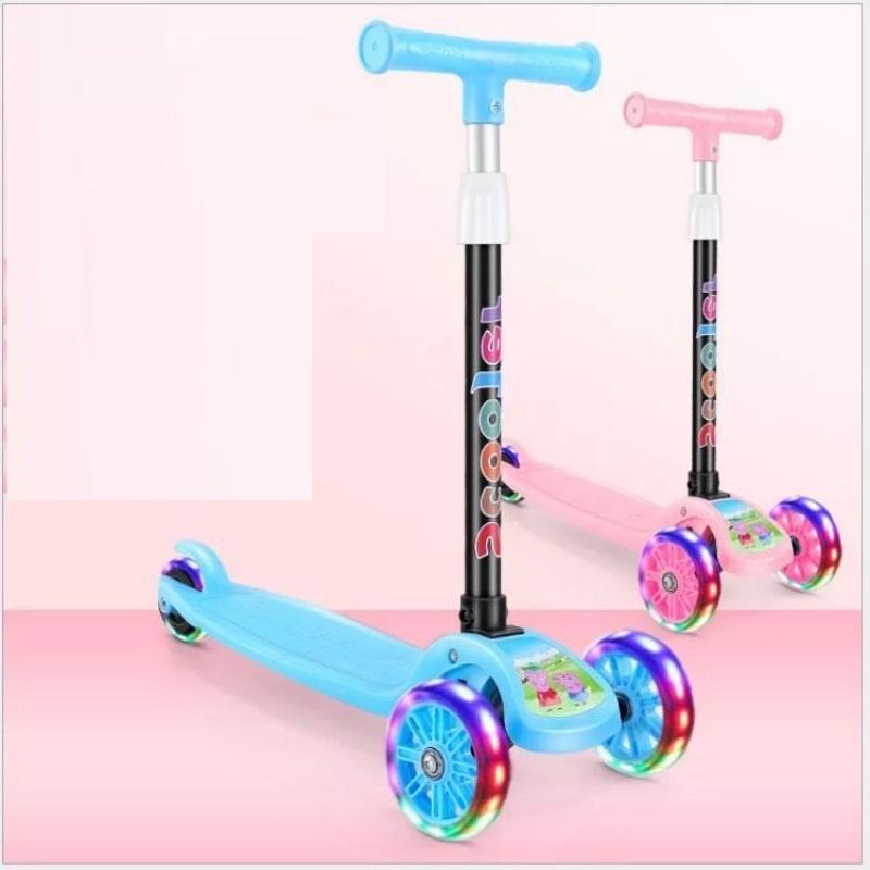 Xe trượt Scooter - xe trượt Có phanh hãm + 3 bánh phát sáng cho bé 3-8 tuổi - Xe trượt khung thép