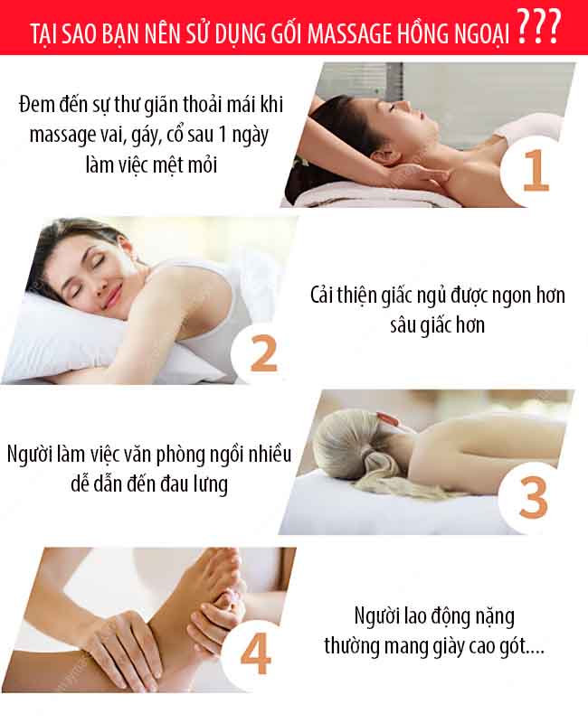 Gối Massage Hồng Ngoại 8 Bi -  Phiên bản mới, Tặng Cây mát xa cổ vai gáy - GM234
