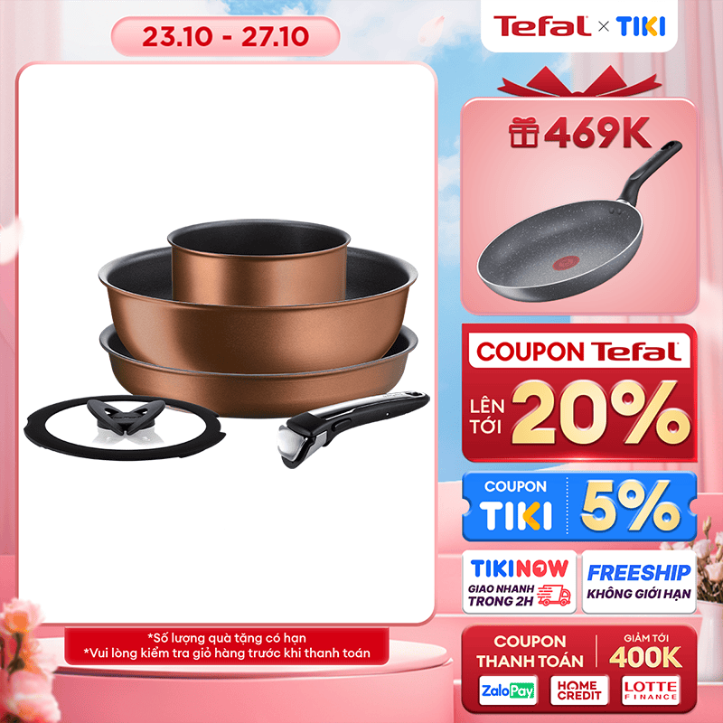 Bộ nồi chảo cán rời chống dính Tefal Ingenio L6759522 sản xuất tại Pháp , dùng cho mọi loại bếp - Hàng chính hãng