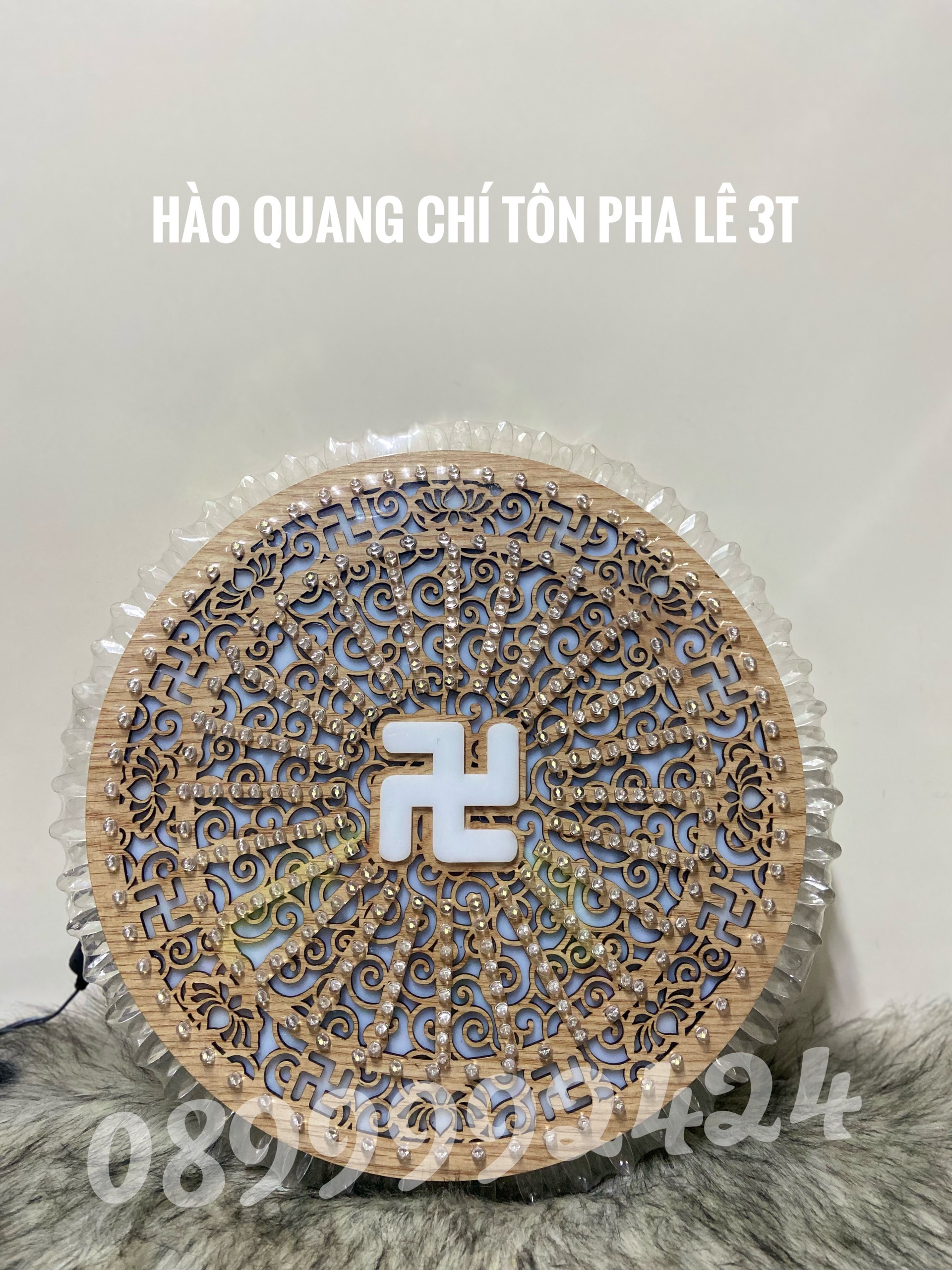 ĐÈN THỜ HÀO QUANG LED CHÍ TÔN PHA LÊ 3 TẤC