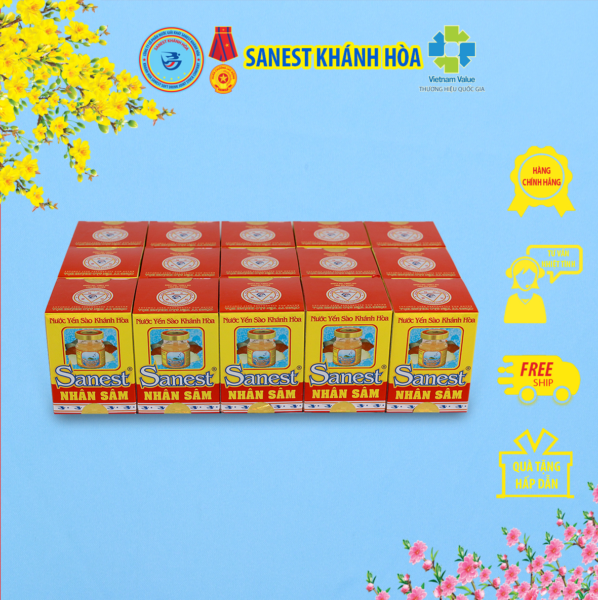 Nước Yến sào Khánh Hòa Sanest Nhân sâm đóng lọ 70 ml