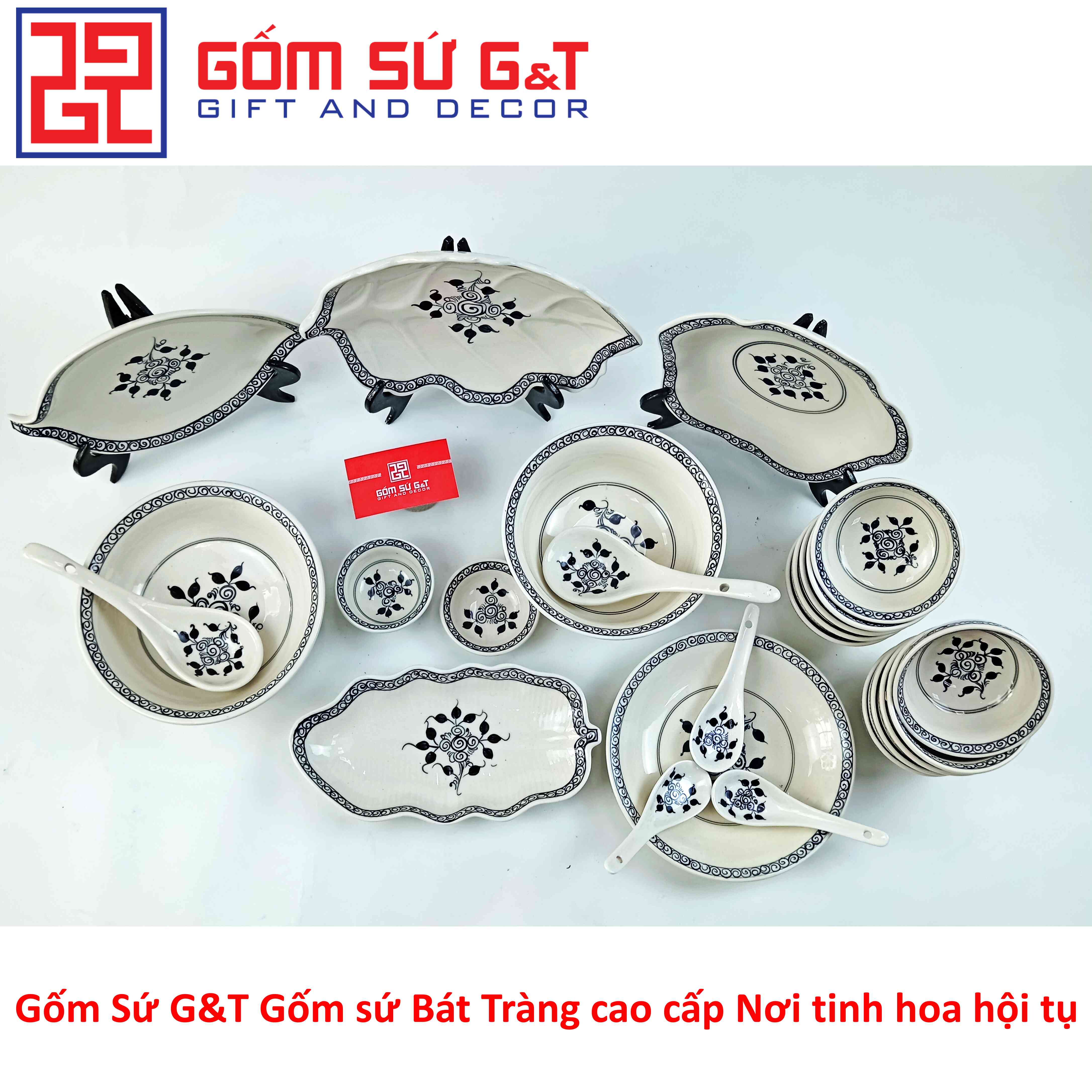 Bộ đồ ăn 10 người vẽ hoa móc set 1 Gốm Sứ G&amp;T