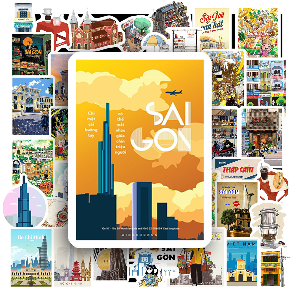 Set 50 Sticker HÌNH SÀI GÒN DỄ THƯƠNG | Trang Trí Xe - Laptop - Nón Bảo Hiểm | MS: 000400