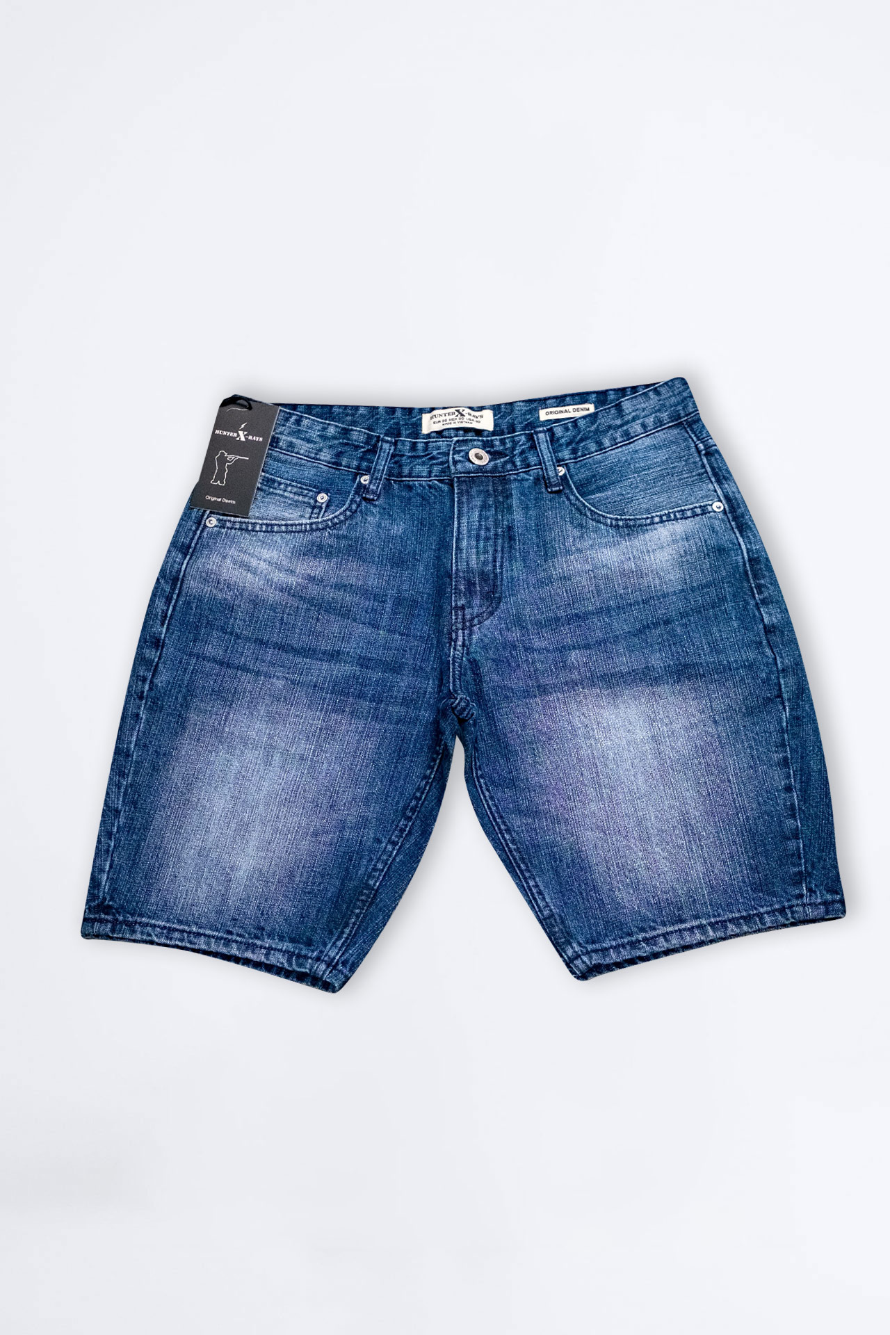 Quần jeans ngắn nam form slimfit cotton màu xanh đậm - Hunter X-Rays S50