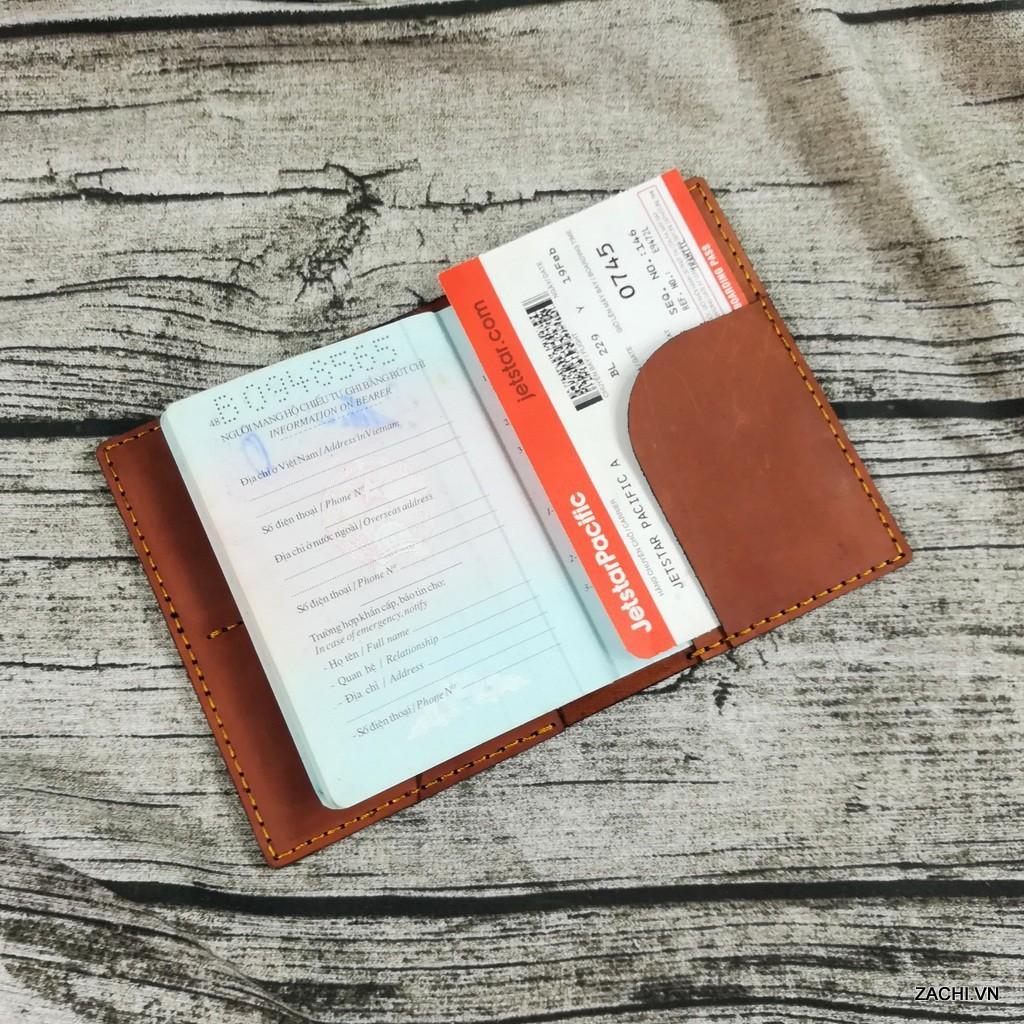 Bóp ví đựng passport, hộ chiếu da bò thật 100% handmade Dyshop PP1123