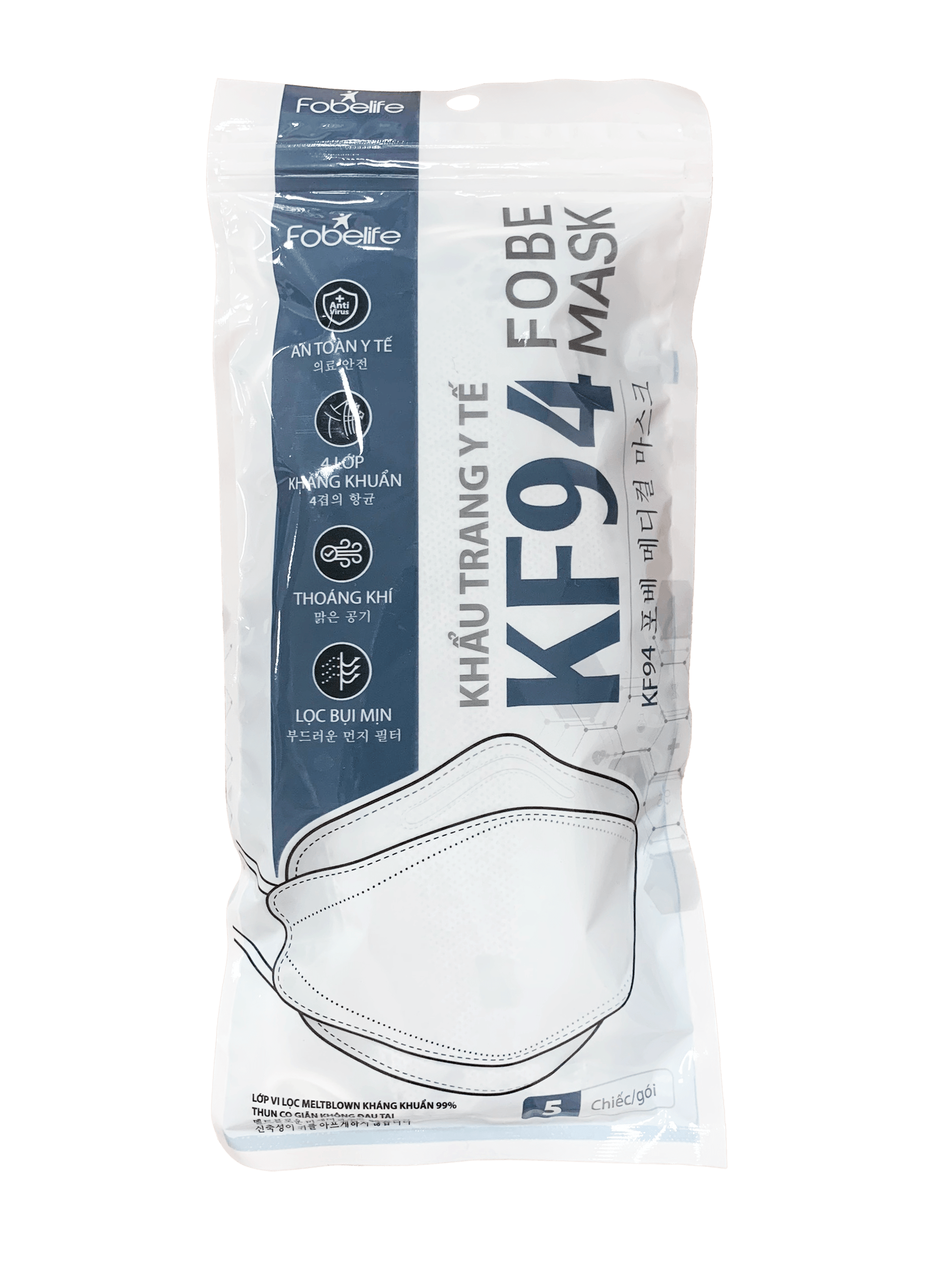 Khẩu Trang KF94 Khẩu Trang Y Tế 4 Lớp Fobe Ngăn Ngừa Vi Khuẩn Bảo Vệ Sức Khỏe