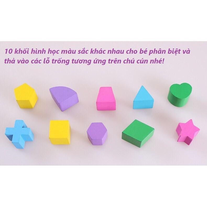 Đồ Chơi Gỗ Cao Cấp - Xe Kéo Chó Đập Bóng Thả Hình Khối