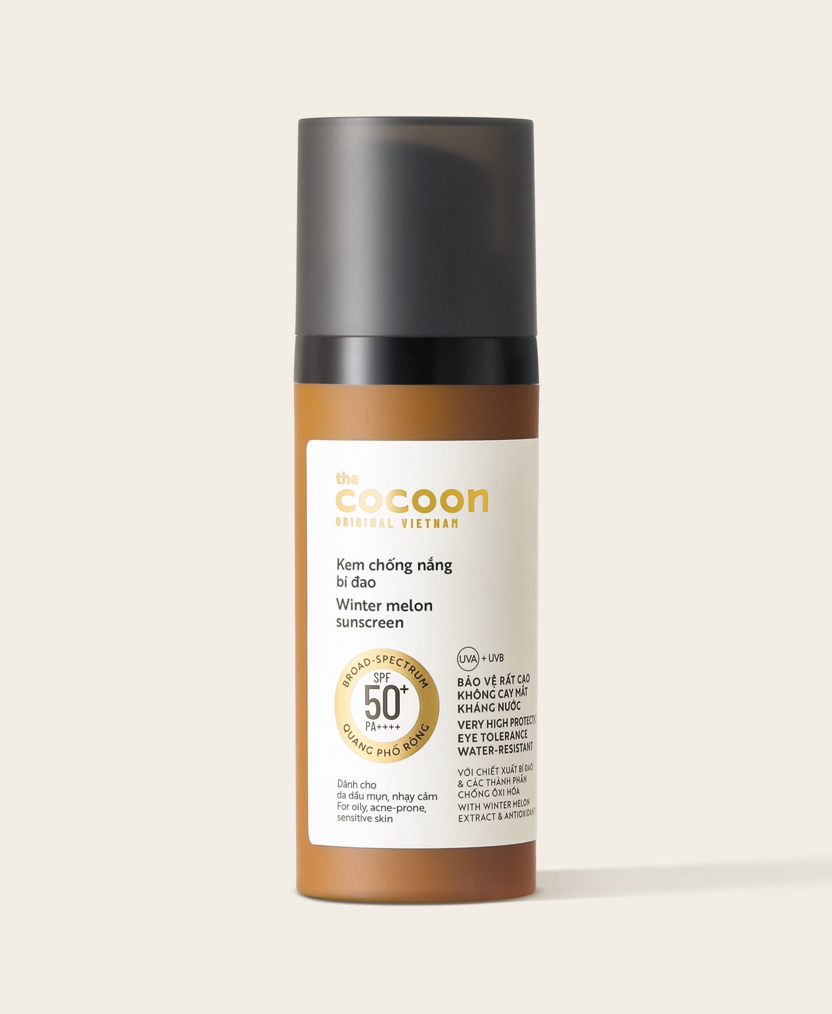 Kem chống nắng bí đao quang phổ rộng, bảo vệ rất cao SPF 50 +, PA ++++ Cocoon 50ml thuần chay