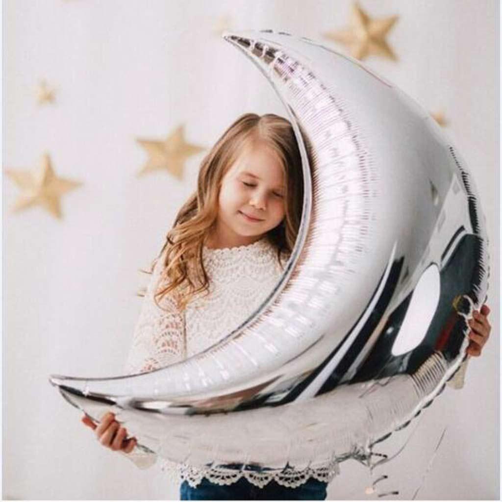 5 Pieces Mylar Moon Balloon Foil Air Balloon for Wedding Baby Shower Silver