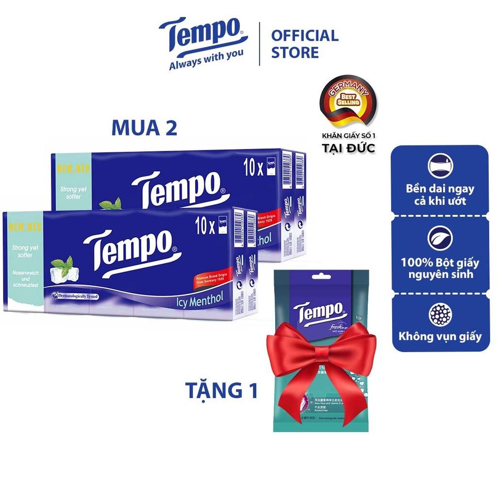 [COMBO 2 LỐC] Khăn giấy bỏ túi cao cấp Tempo Regular - 4 lớp bền dai - Thương hiệu Đức (20 gói)