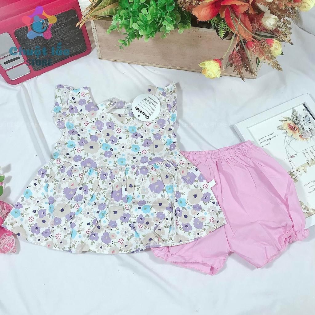 Bộ Quần Áo Bé Gái Babydoll Hoa Nhí 7kg Đến 18kg Màu Hồng, Vàng, Tím