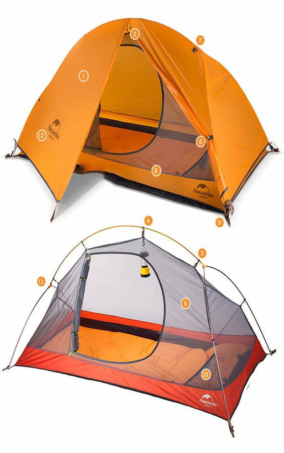 Lều cắm trại 1 người NatureHike NH18A095-D chính hãng, chống nước, chống tia UV, dễ dàng lắp đặt