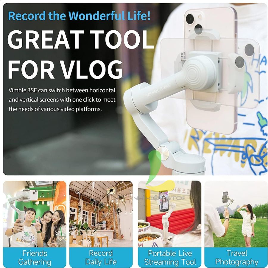 Gimbal chống rung Feiyu Vimble 3Se / Vimble 3 -Tay cầm chống rung điện thoại 3 trục ổn định, công nghệ AI tracking thông minh - Hàng chính hãng