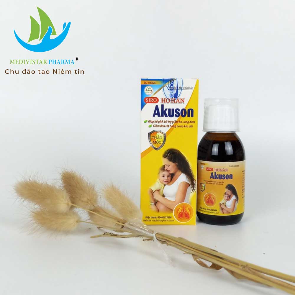 Combo 2 Hộp Siro Giảm Ho Cho Bé AKUSON Chiết Xuất Thảo Dược Dành Cho Bé Và Mẹ Bầu Giúp Long Đờm, Bổ Phế Tăng Cường Sức Đề Kháng Lọ 100ml