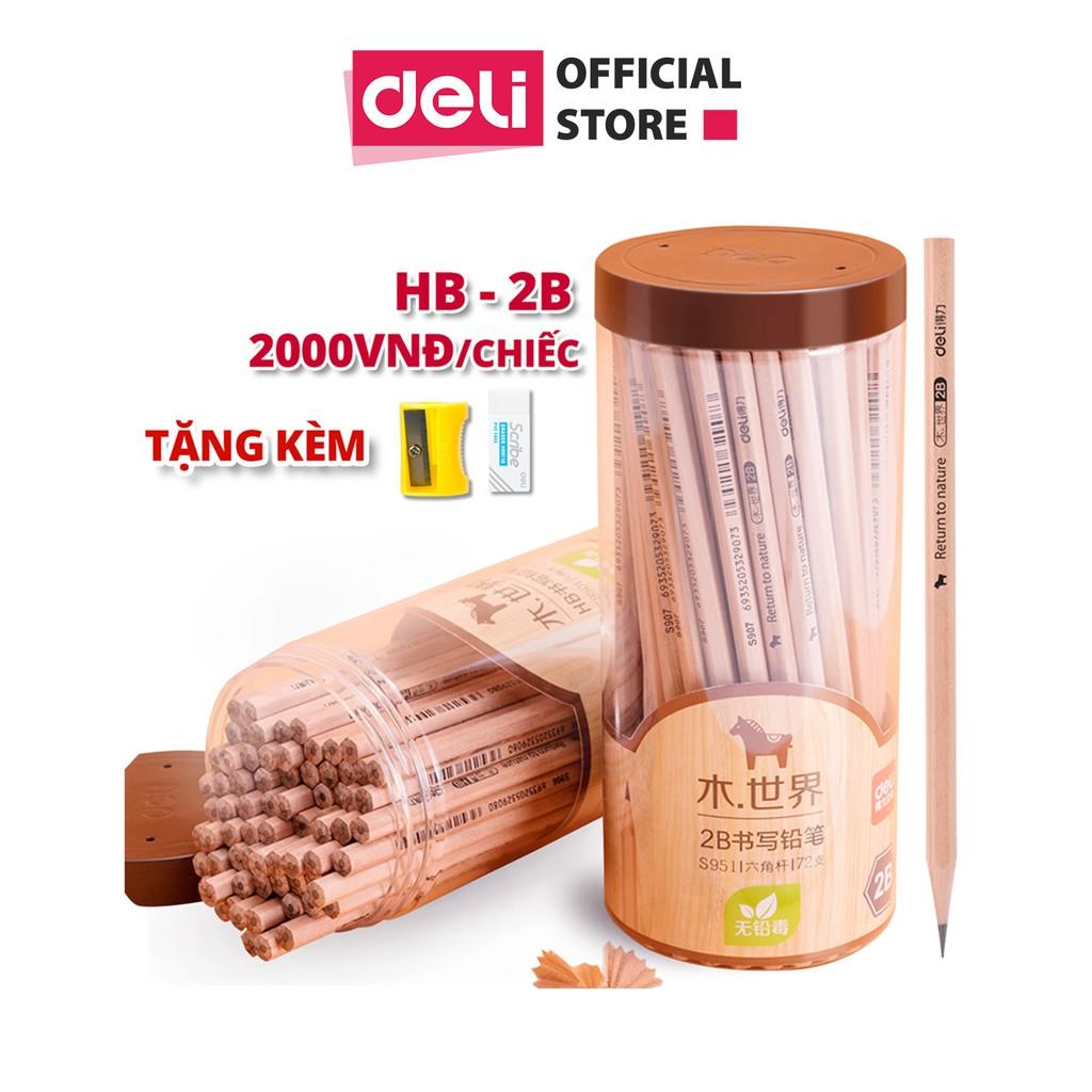 Bút Chì Lục Giáctam Giác Deli - Loại Hb2B - 30 Chiếchộp - S941 S943 - Combo 2 Hộp Hb