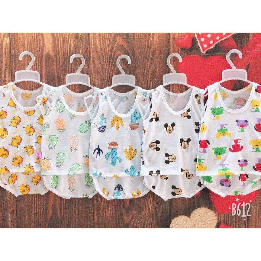 Combo 5 bộ 3 lỗ sát nách cotton cho bé trai bé gái
