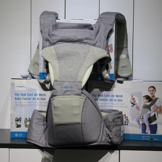 Địu ngồi trẻ em cao cấp siêu mềm 4 tư thế công nghệ Air Mesh thoáng khí - Comfybaby CF818 - tặng yếm tam giác