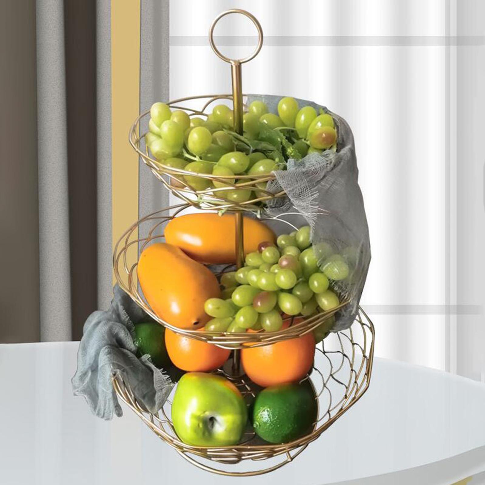 Fruit Basket Bowl Storage Tray Organizer Detachable 29cmx47cm Three Tier