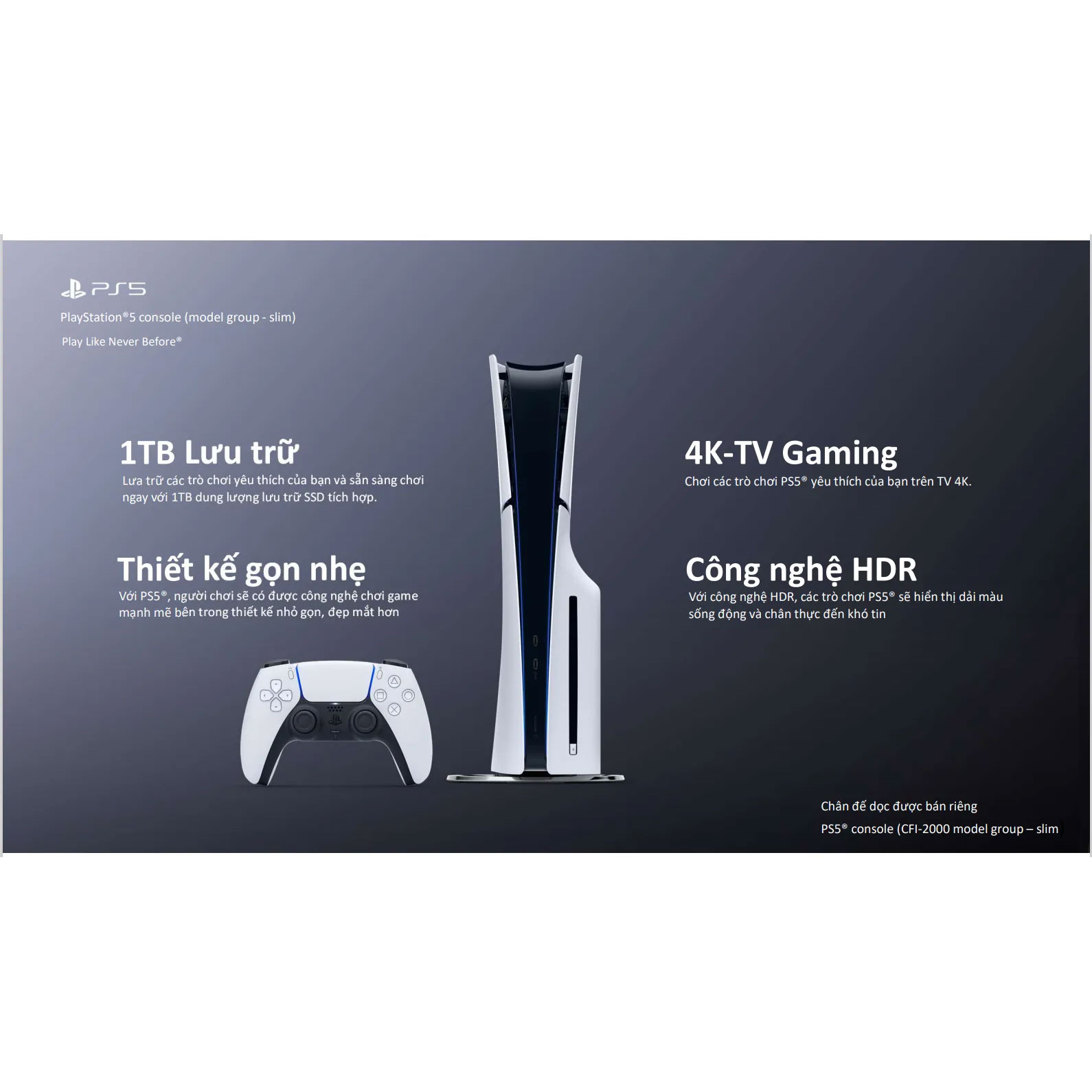 Bundle Bộ máy chơi game Sony PlayStation 5 Slim (PS5 Slim) hai tay cầm ASIA-00479 - Hàng Chính Hãng