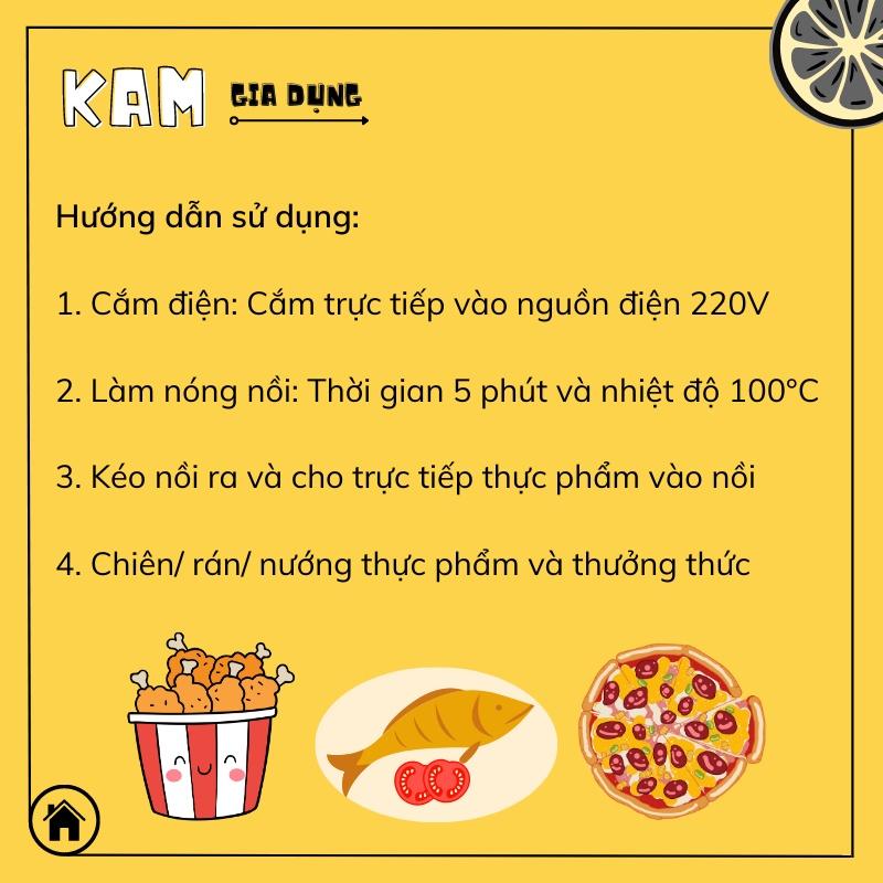 Nineshield Nồi chiên không dầu, nồi chiên chống dính dung tích 8L | Gia dụng KAM