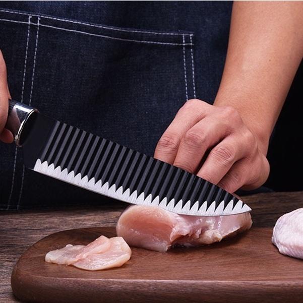 Bộ Dao + Kéo + Nạo Asakh Nhật 6 Món Làm Bếp, Lưỡi Sóng Crom Cao Cấp Ko Rỉ, Bền Đẹp