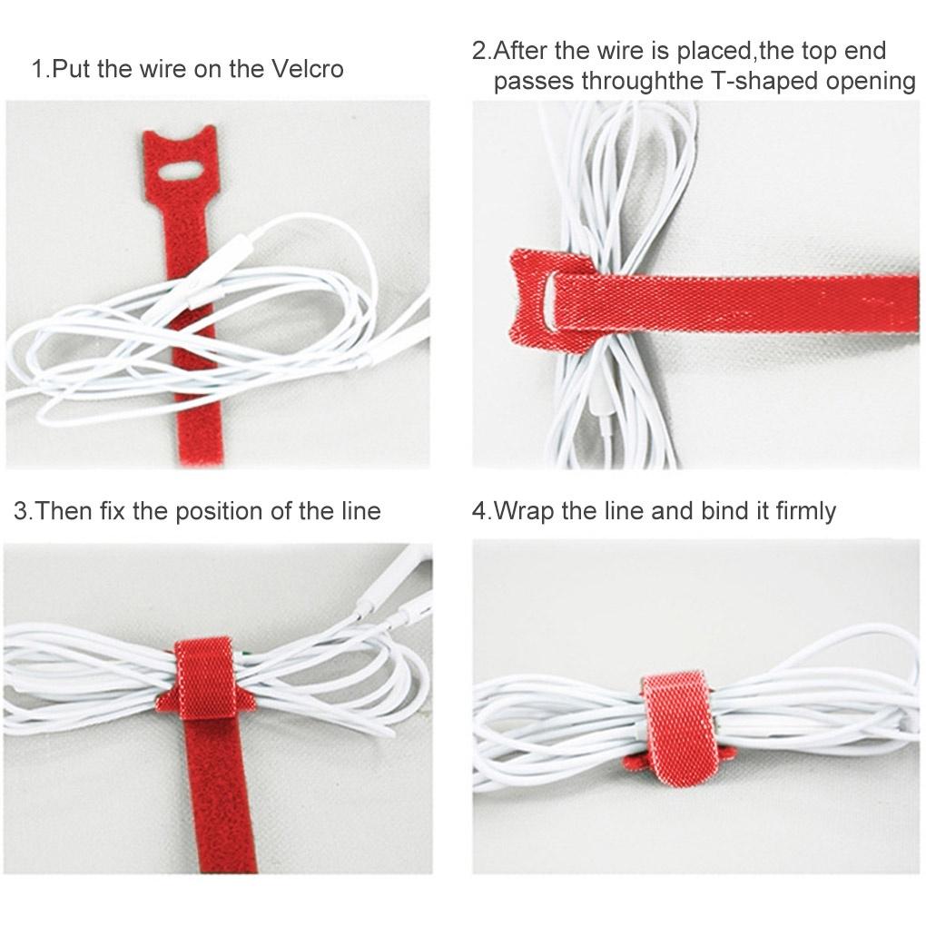 50Pcs Nylon Cable Ties Reusable Cords Organizer Cloth Data Wire Management Straps Fixing Bands【vollter1