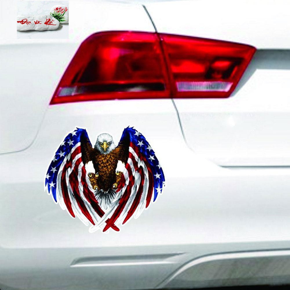 Tem Decal hình Đại bàng họa tiết cờ nước Mỹ