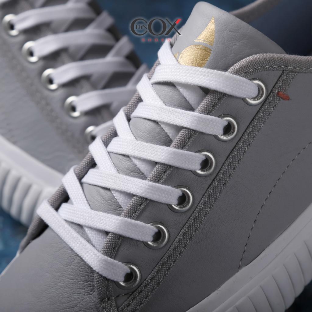 Giày Sneaker Da Bò Thật Nữ DINCOX E02 Grey Sang Trọng