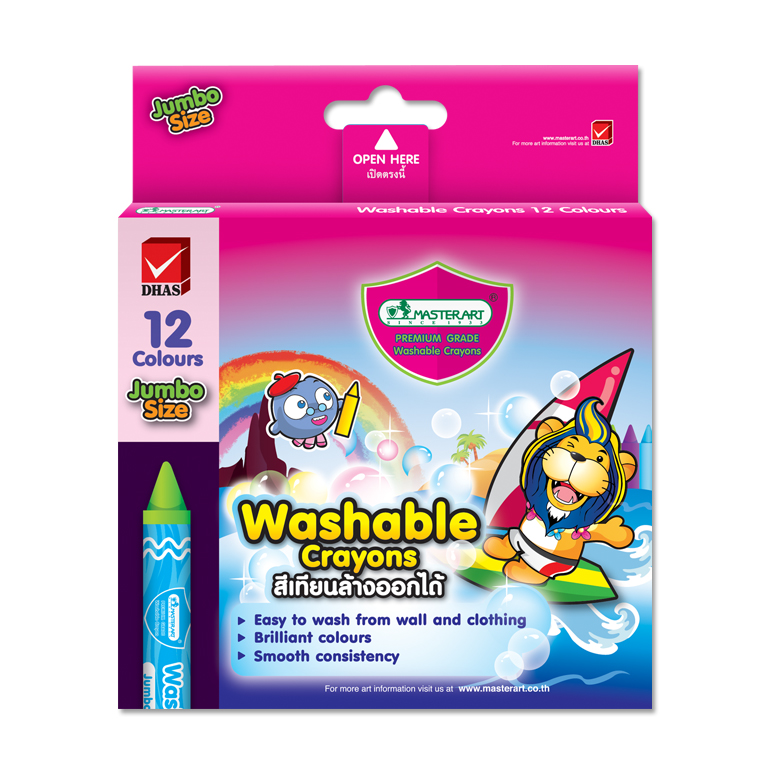 Bút sáp Master Art Thái Lan 12 màu WASHABLE JUMBO