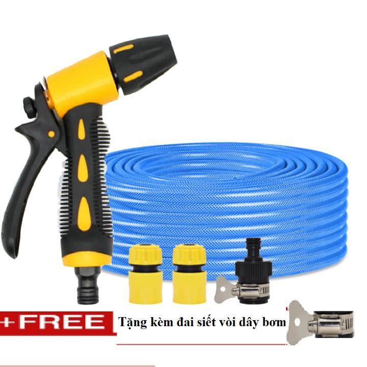 Bộ dây vòi xịt nước rửa xe, tưới cây . tăng áp 3 lần, loại 20m 206319 cút sập, + tặng đai TL