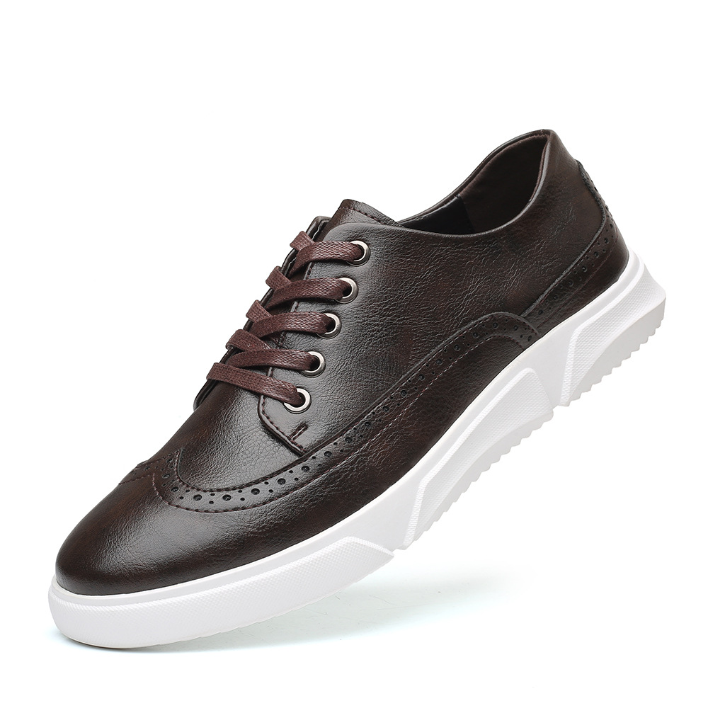 Hình ảnh Men's plus size fashion trend sneakers breathable wear-resistant Korean leather shoes casual shoes