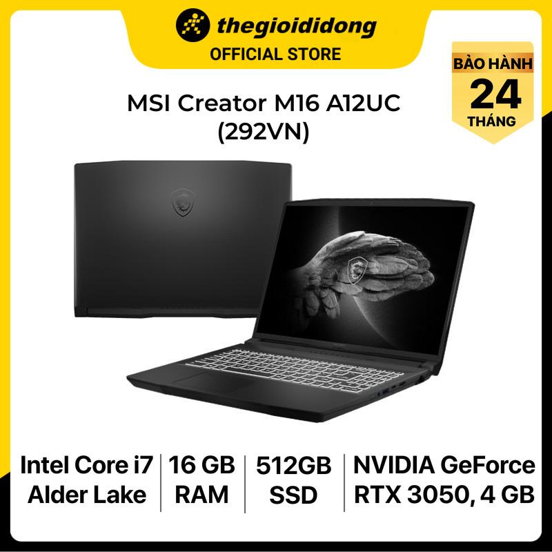 Laptop MSI Creator M16 A12UC i7 12700H/16GB/512GB/4GB RTX3050/16&quot;QHD/Túi/Chuột/Win11/(292VN)/Xám - Hàng chính hãng