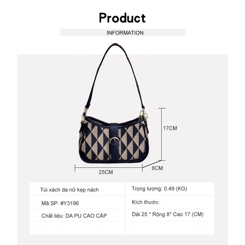 Túi xách kẹp nách nữ da PU cao cấp họa tiết monogram thời trang vintage trung niên Y3196