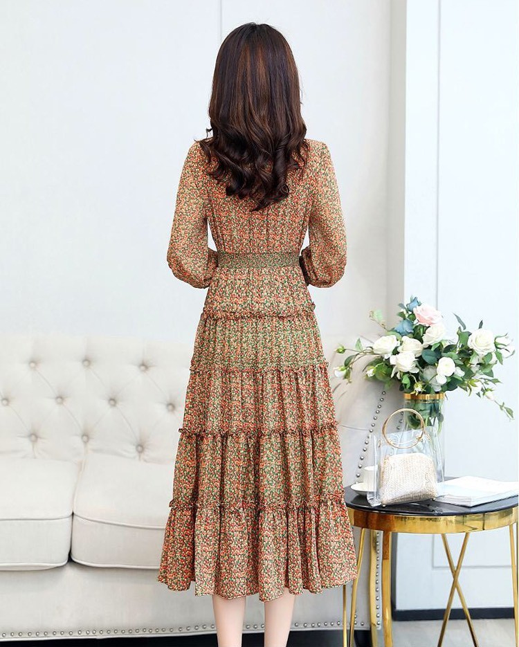 Đầm xòe maxi voan lụa phối từng NT4458
