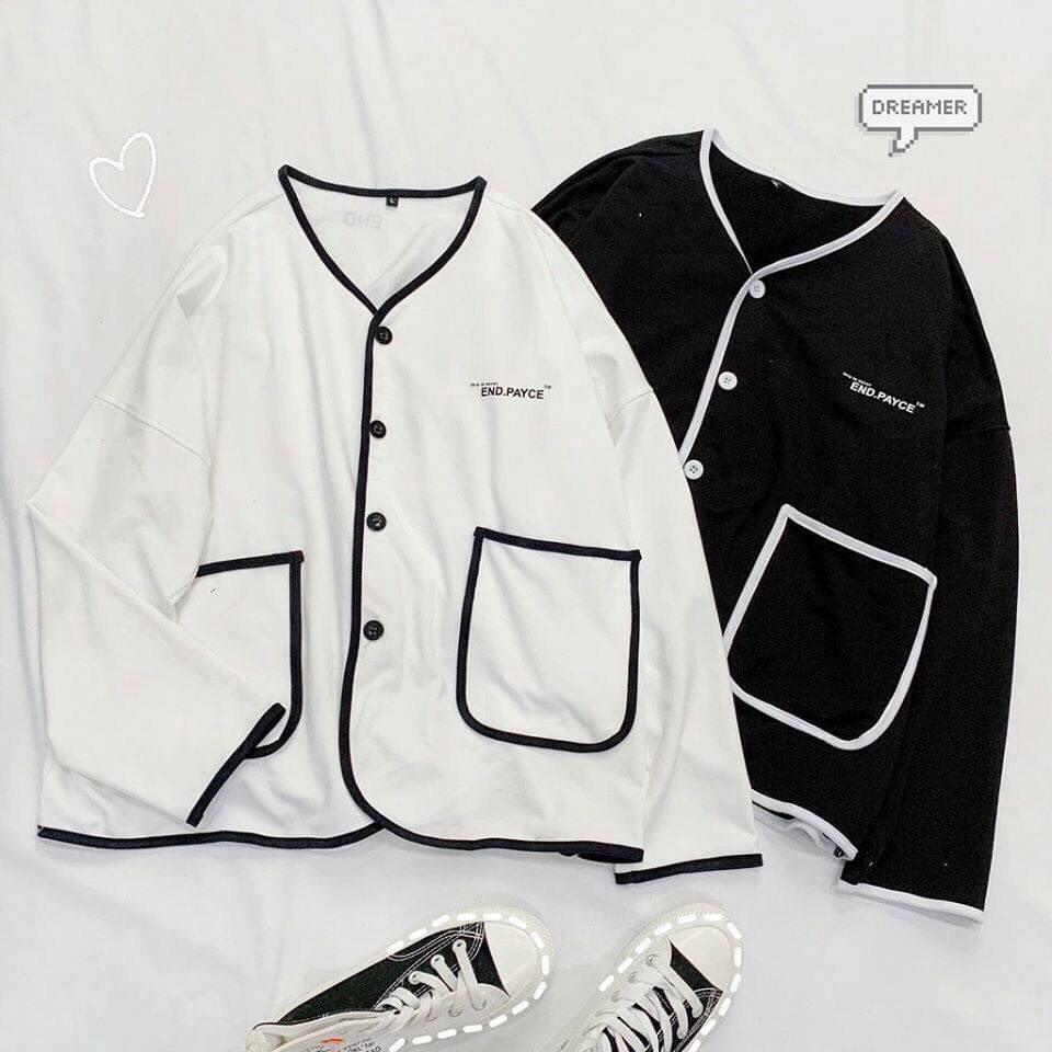 Áo khoác nỉ Cardigan ️/Áo nỉ bông viền full xinh xắn, trần bông êm ái - KN35