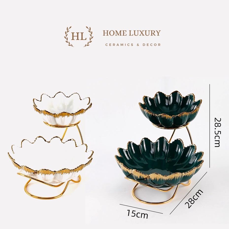 Kệ Sứ 2 Tầng Bắc Âu - Home Decor | Bát Tô sứ kèm kệ inox 2 tầng phong cách VINTAGE 2023