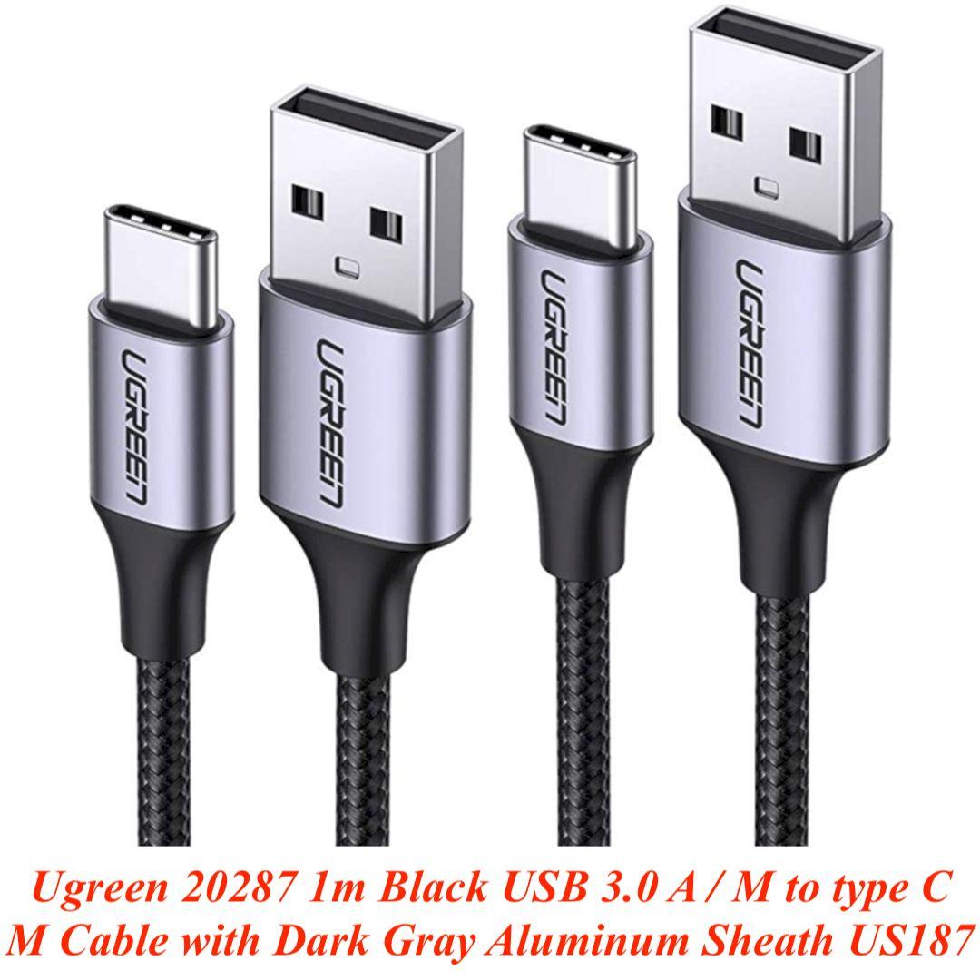 Ugreen UG20287US187TK 1M Black Cáp sạc nhanh, truyền dữ liệu USB 3.0 sang USB-C tương thích với Galaxy S21 S20 Note 20 - HÀNG CHÍNH HÃNG