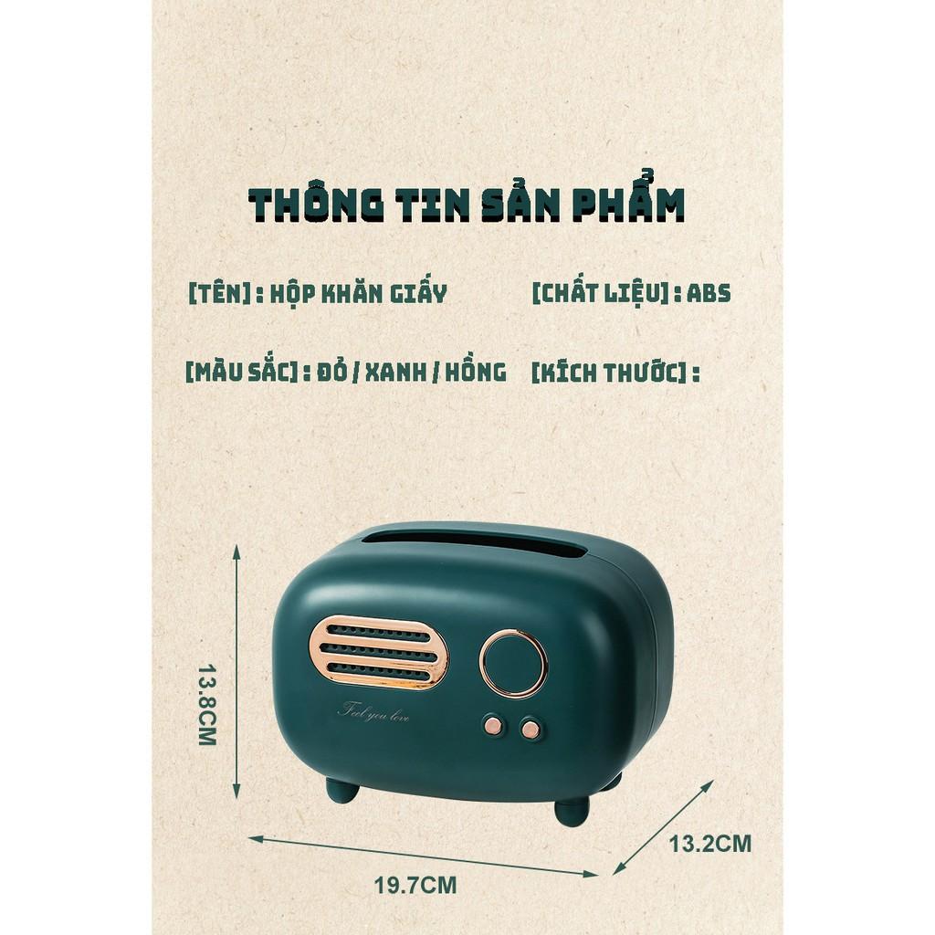 Hộp Đựng Khăn Giấy Để Bàn Văn Phòng Retro Hộp Khăn Giấy Hình Radio Phong Cách Vintage - Radio Tissue Box